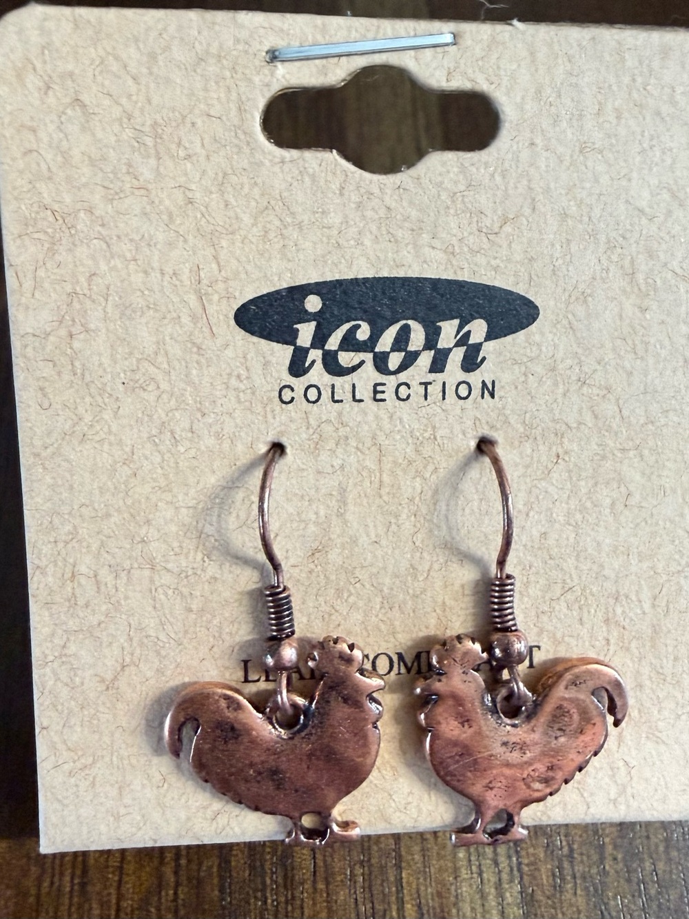 IC COLLECTION Copper Rooster Dangle Earrings - Copper Brown